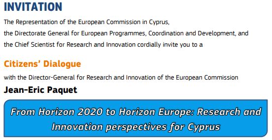 Invitation to a Citizens'Dialogue with Jean-Eric Paquet, DG for R&I of the European Commission